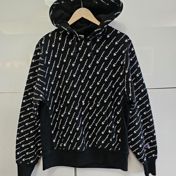 Oversized Unisex VTG Champion ID Blanket Logo Revearse Weave Hoodie - Picture 2 of 11